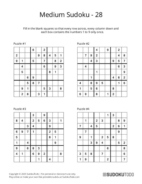 9x9 Sudoku - Medium - 28