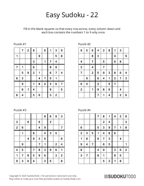 9x9 Sudoku - Easy - 22