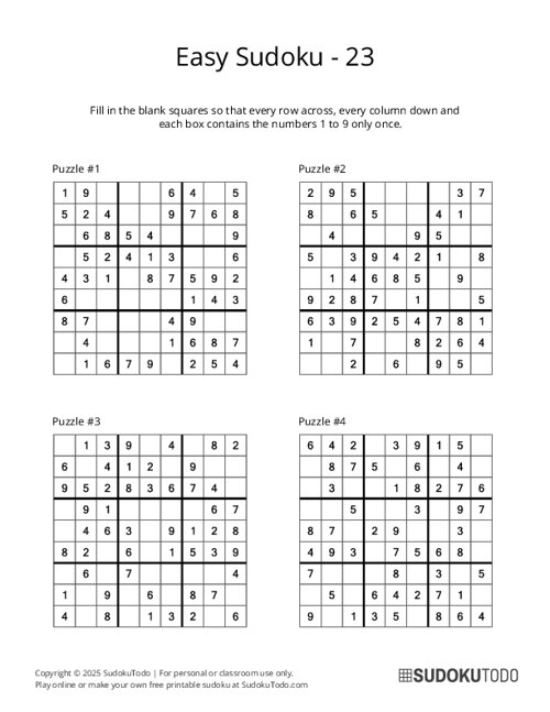 9x9 Sudoku - Easy - 23