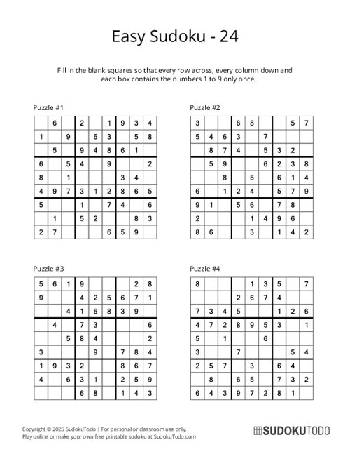 9x9 Sudoku - Easy - 24