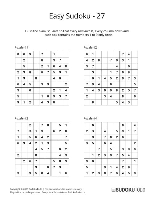 9x9 Sudoku - Easy - 27