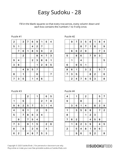 9x9 Sudoku - Easy - 28