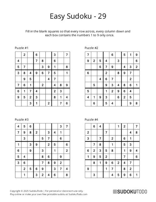 9x9 Sudoku - Easy - 29