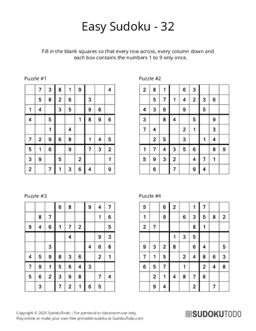 9x9 Sudoku - Easy - 32