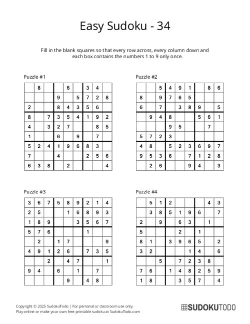 9x9 Sudoku - Easy - 34