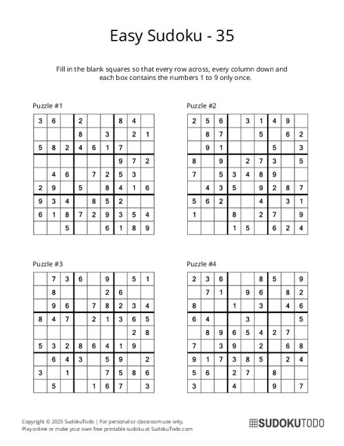 9x9 Sudoku - Easy - 35