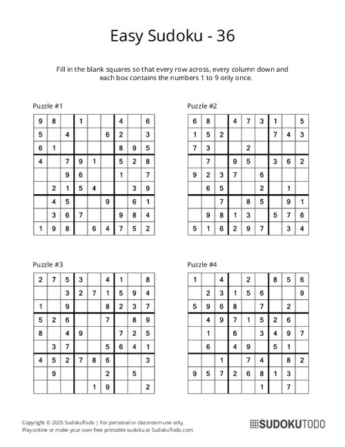 9x9 Sudoku - Easy - 36