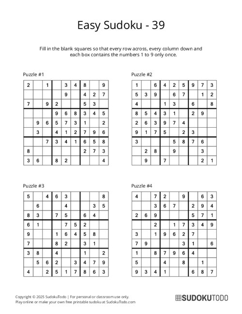 9x9 Sudoku - Easy - 39