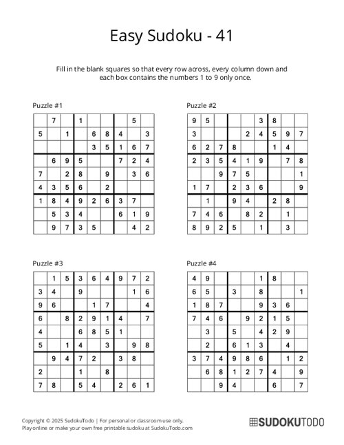 9x9 Sudoku - Easy - 41