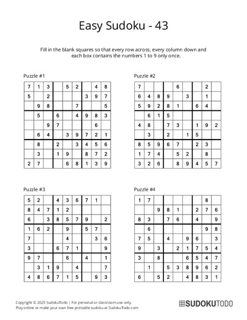 9x9 Sudoku - Easy - 43