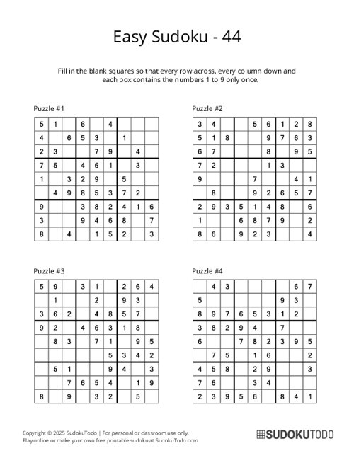 9x9 Sudoku - Easy - 44