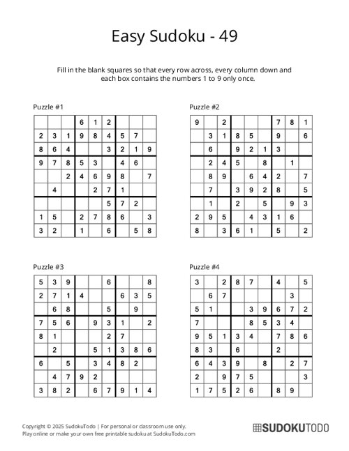 9x9 Sudoku - Easy - 49