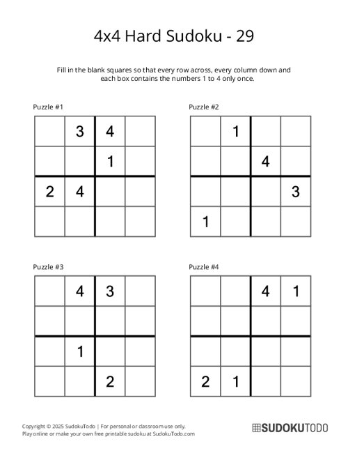 4x4 Sudoku - Hard - 29