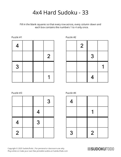 4x4 Sudoku - Hard - 33