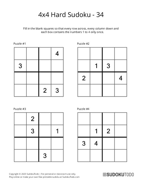 4x4 Sudoku - Hard - 34