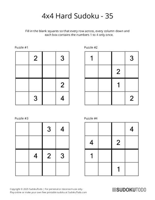 4x4 Sudoku - Hard - 35