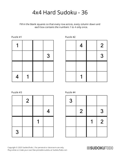 4x4 Sudoku - Hard - 36