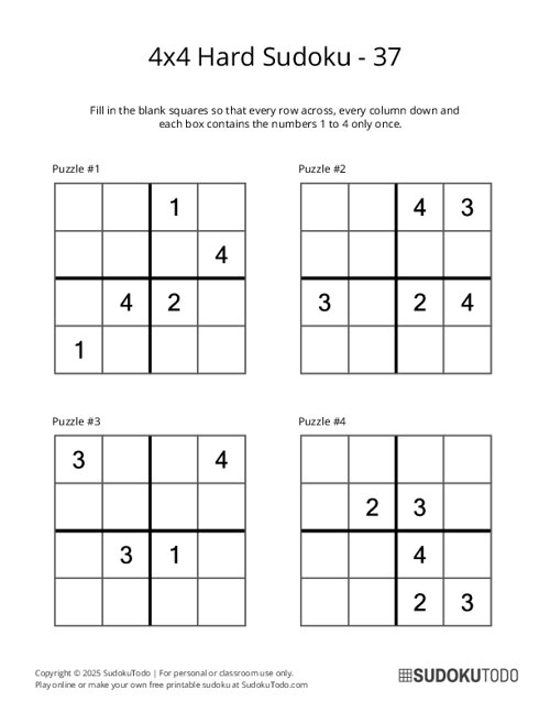 4x4 Sudoku - Hard - 37