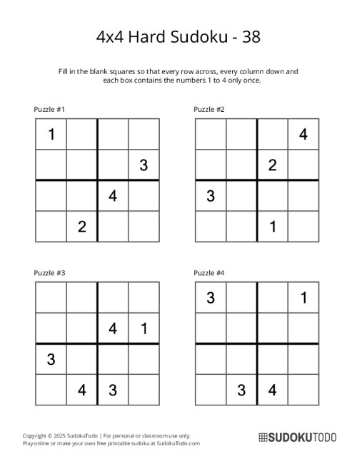 4x4 Sudoku - Hard - 38