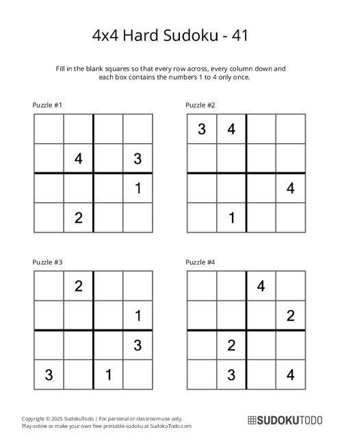 4x4 Sudoku - Hard - 41