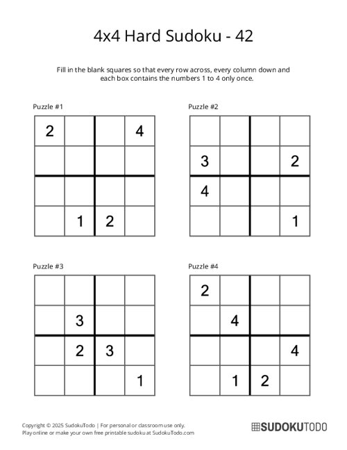 4x4 Sudoku - Hard - 42