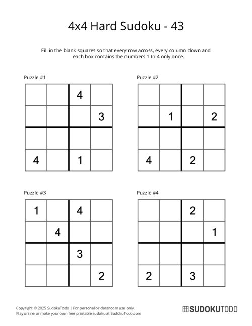 4x4 Sudoku - Hard - 43