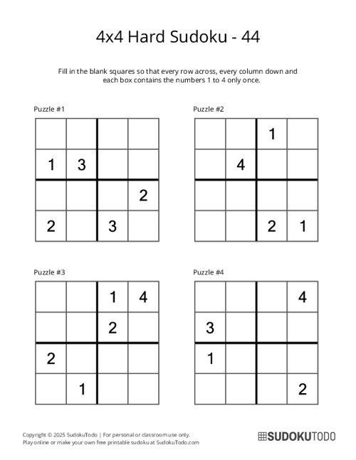 4x4 Sudoku - Hard - 44