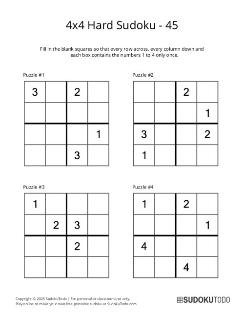 4x4 Sudoku - Hard - 45