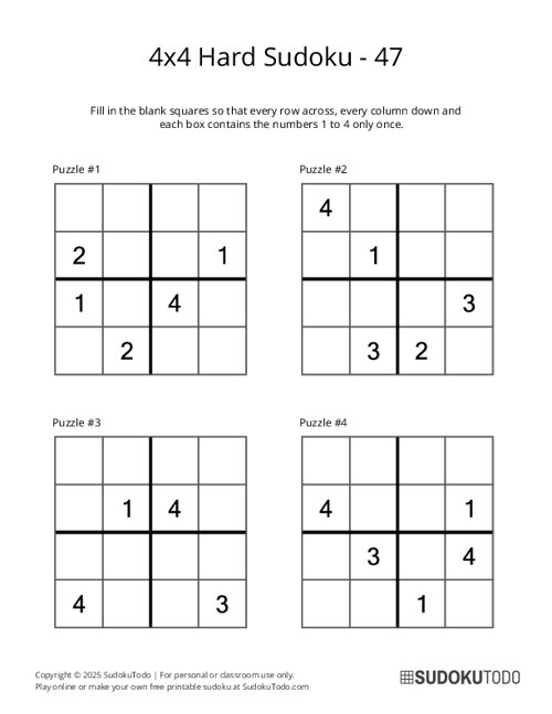 4x4 Sudoku - Hard - 47