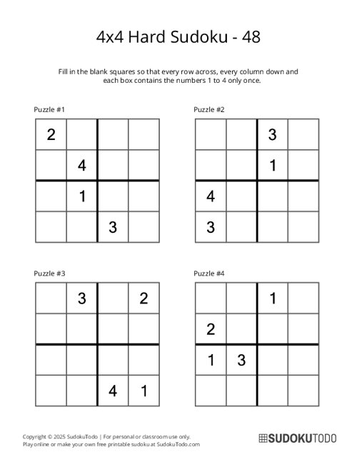 4x4 Sudoku - Hard - 48