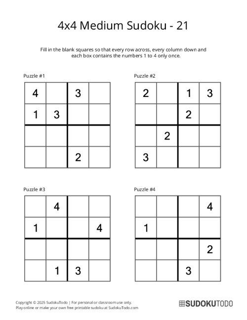 4x4 Sudoku - Medium - 21