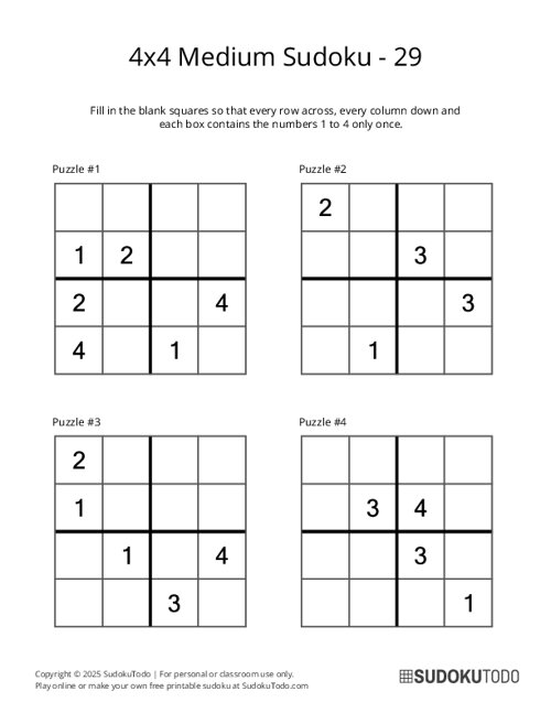 4x4 Sudoku - Medium - 29