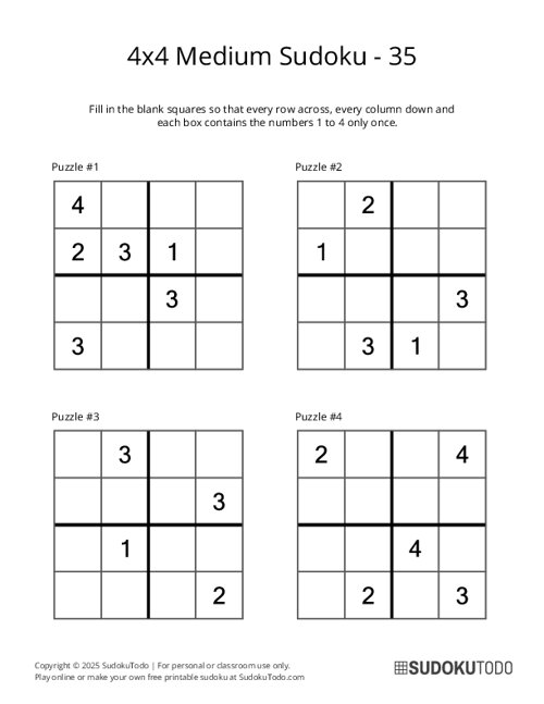 4x4 Sudoku - Medium - 35