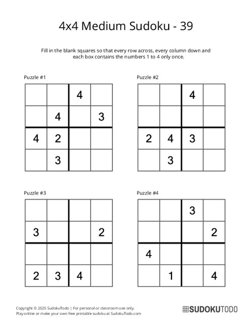 4x4 Sudoku - Medium - 39