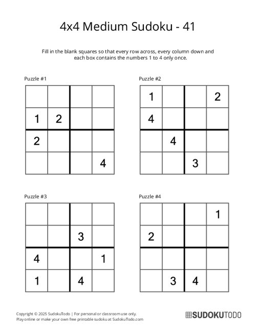 4x4 Sudoku - Medium - 41