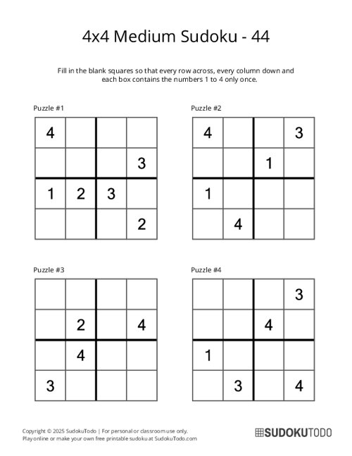 4x4 Sudoku - Medium - 44