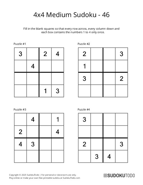 4x4 Sudoku - Medium - 46