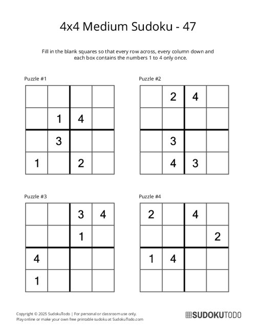 4x4 Sudoku - Medium - 47