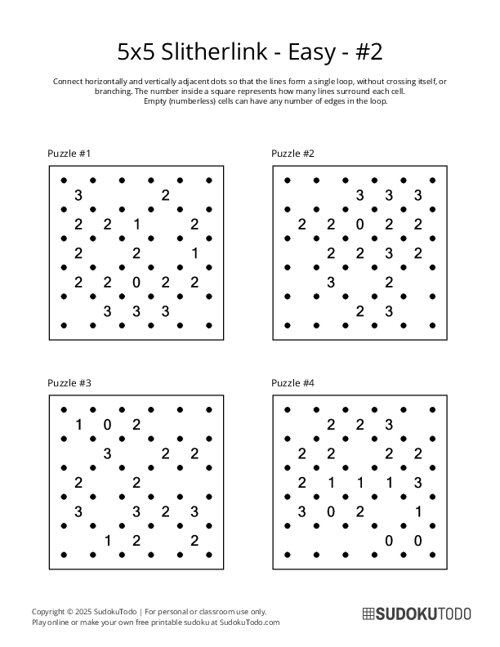 5x5 Slitherlink - Easy - 2