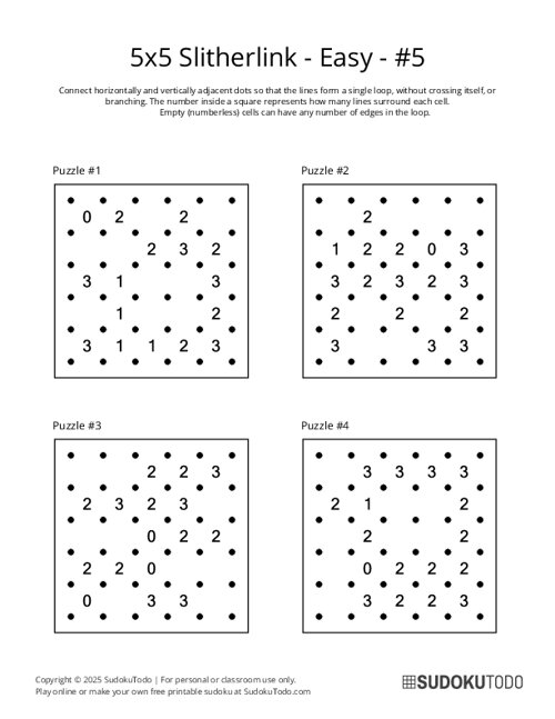 5x5 Slitherlink - Easy - 5