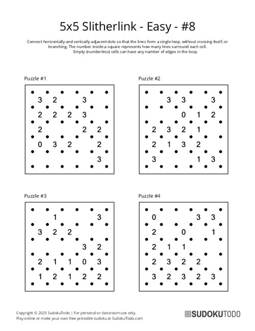 5x5 Slitherlink - Easy - 8