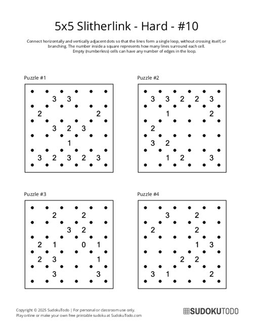 5x5 Slitherlink - Hard - 10