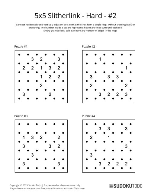 5x5 Slitherlink - Hard - 2