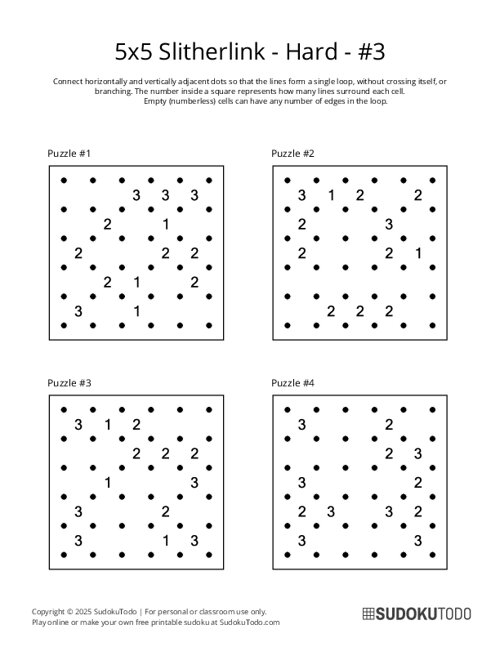 5x5 Slitherlink - Hard - 3