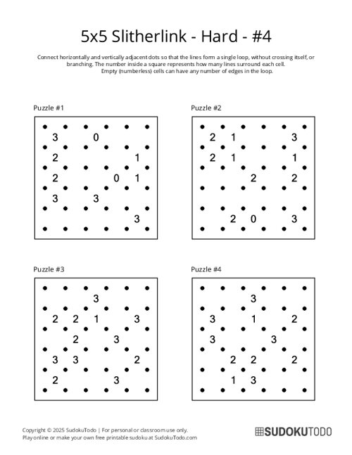 5x5 Slitherlink - Hard - 4