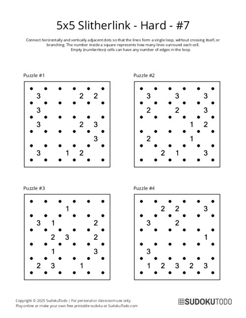5x5 Slitherlink - Hard - 7