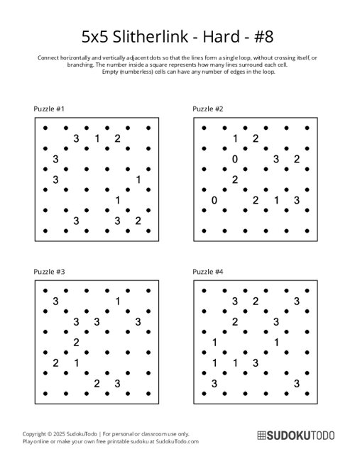 5x5 Slitherlink - Hard - 8