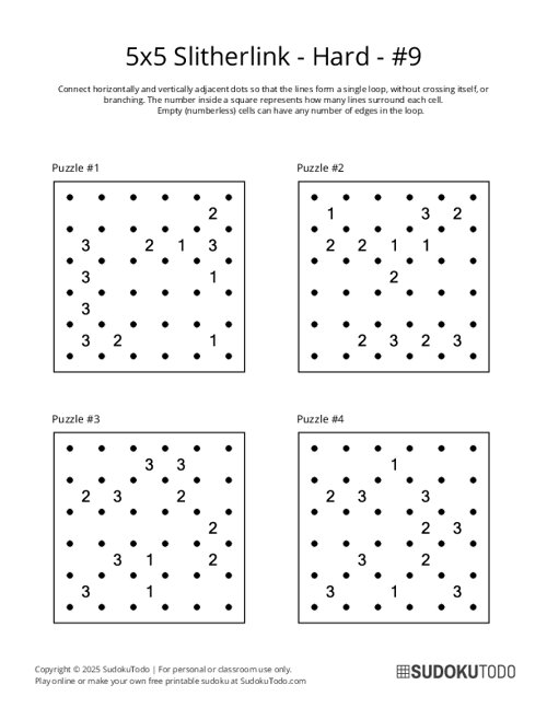 5x5 Slitherlink - Hard - 9