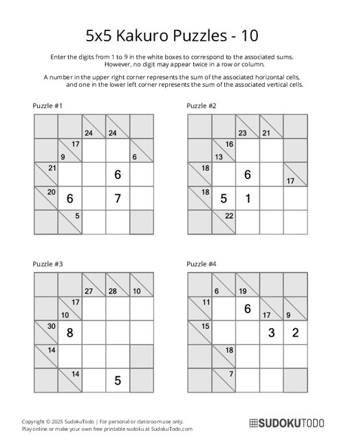 5x5 Kakuro - 10