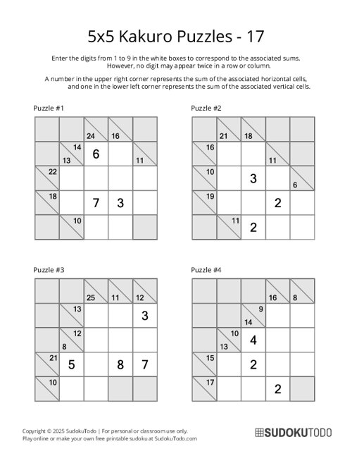 5x5 Kakuro - 17